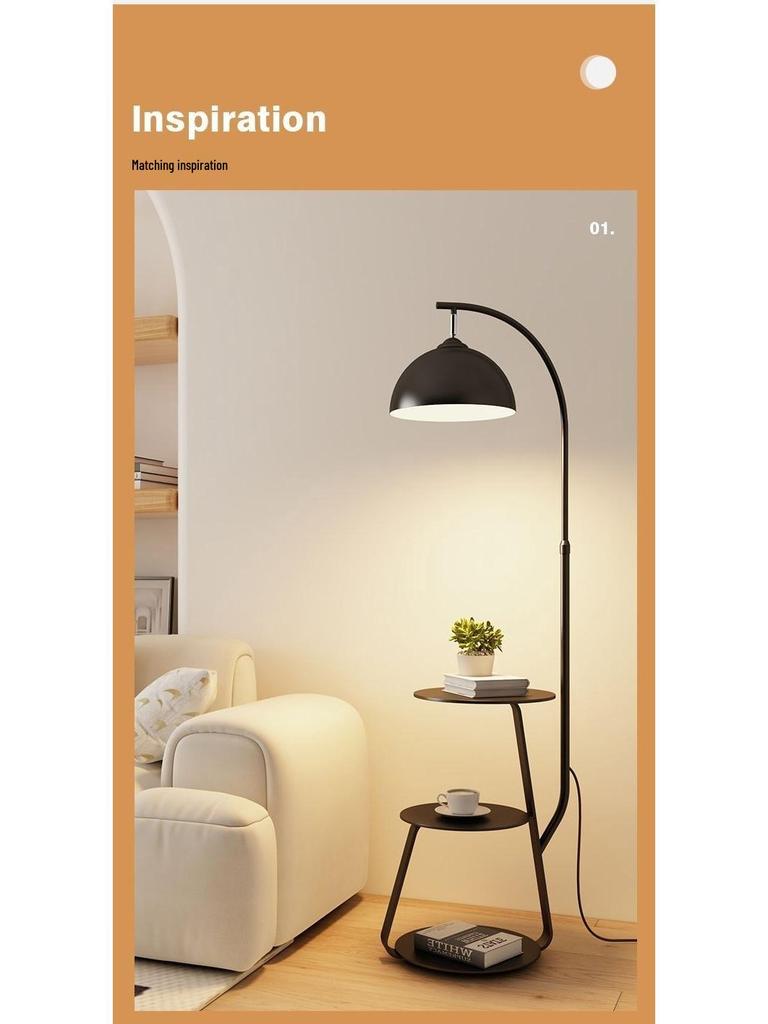 Nordic Cream Floor Lamp with Shelf - Modern Living Room, Study, Bedroom & Bedside Vertical Table Lamp