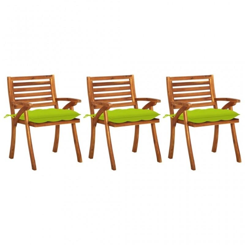 Day and Night - Day and Night Garden Dining Chairs with Cushions 3 Units Solid Acacia Wood
