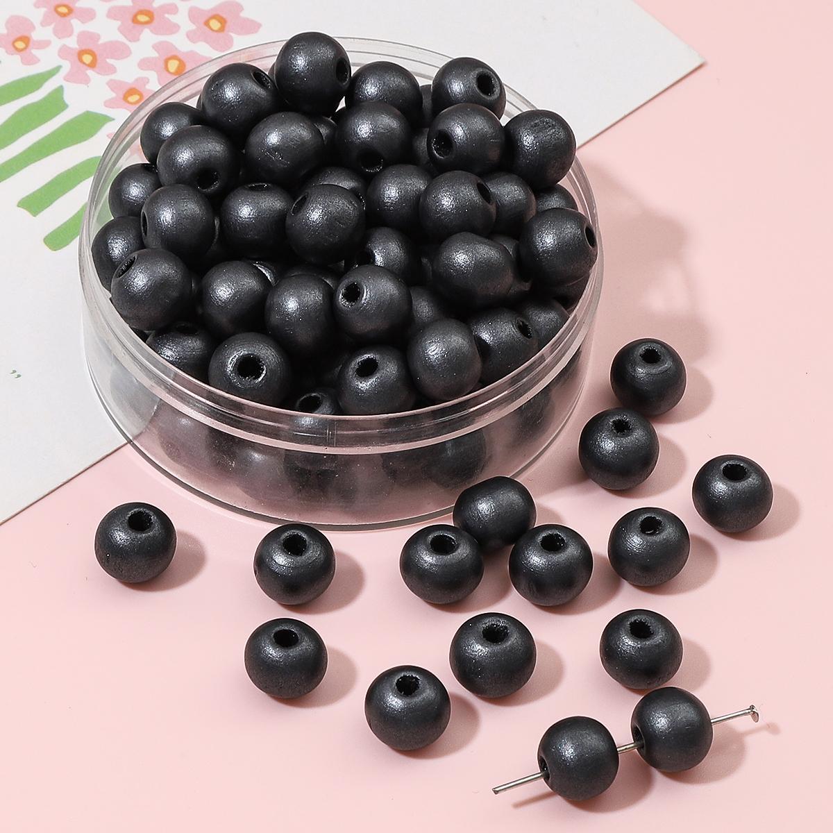 

30 шт., 10 мм, круглые бусины из натурального дерева, перламутровые, окрашенные, для подвесок, браслета, ожерелья, бахрома, художественное ремесло, украшенные аксессуары ручной работы «сделай сам» 10mm 30pcs чёрный