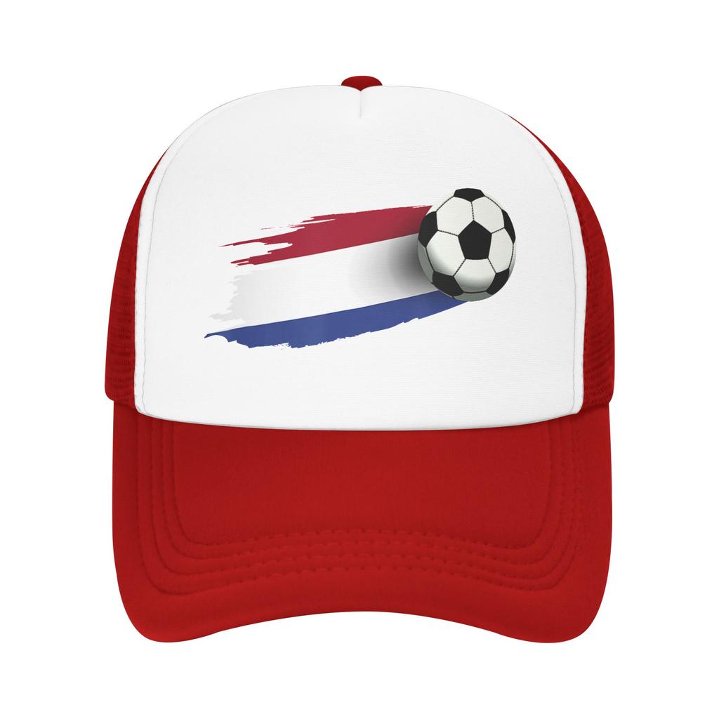 Netherlands Flag Soccer Ball Mesh Baseball Cap Adult Hip-Hop Sun Hats  Dad Hat Breathable Summer Trucker Hats