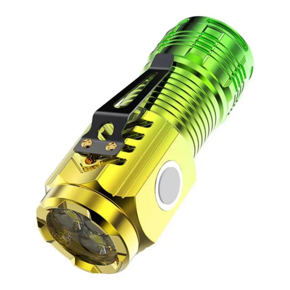 LED Waterproof Flashlight Mini Super Portable Multi-functional Clip-on Super Magnetic Rechargeable Three-eyed Monster Outdoor