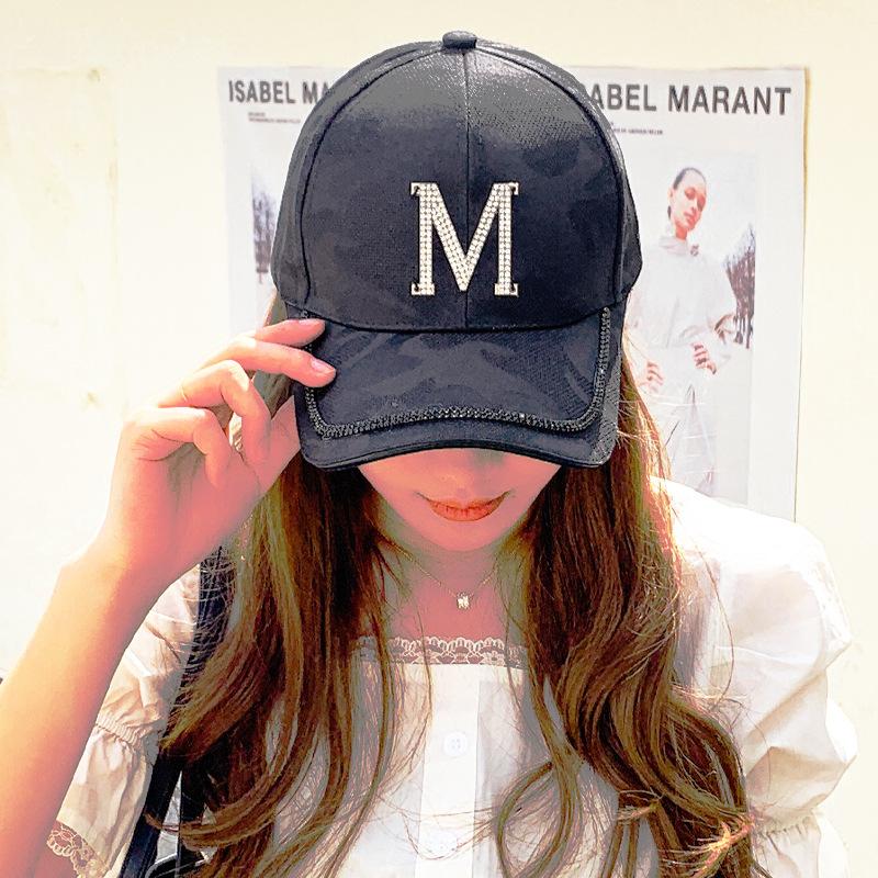 

Bright Diamond Alphabet Baseball Cap Women s Versatile Hat Shade Cap Popular Black Hat Adjustable