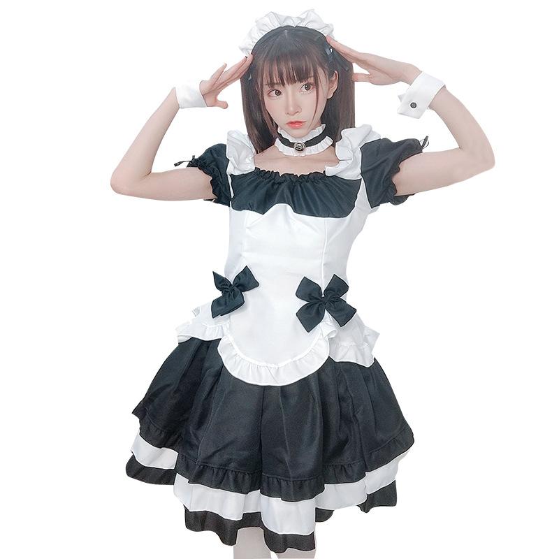 Cosplay around the world, black and white chocolate maid dress princess dress game costume
