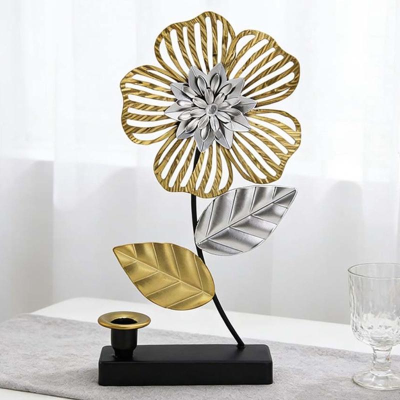 Modern Iron Flower Carving Taper Candle Holders Elegant Metal Candlestick Stand for Table Centerpieces Decoration Gift