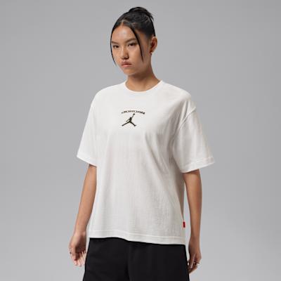 Jordan T Shirts Women s Ecru Crew Neck Moderate XS