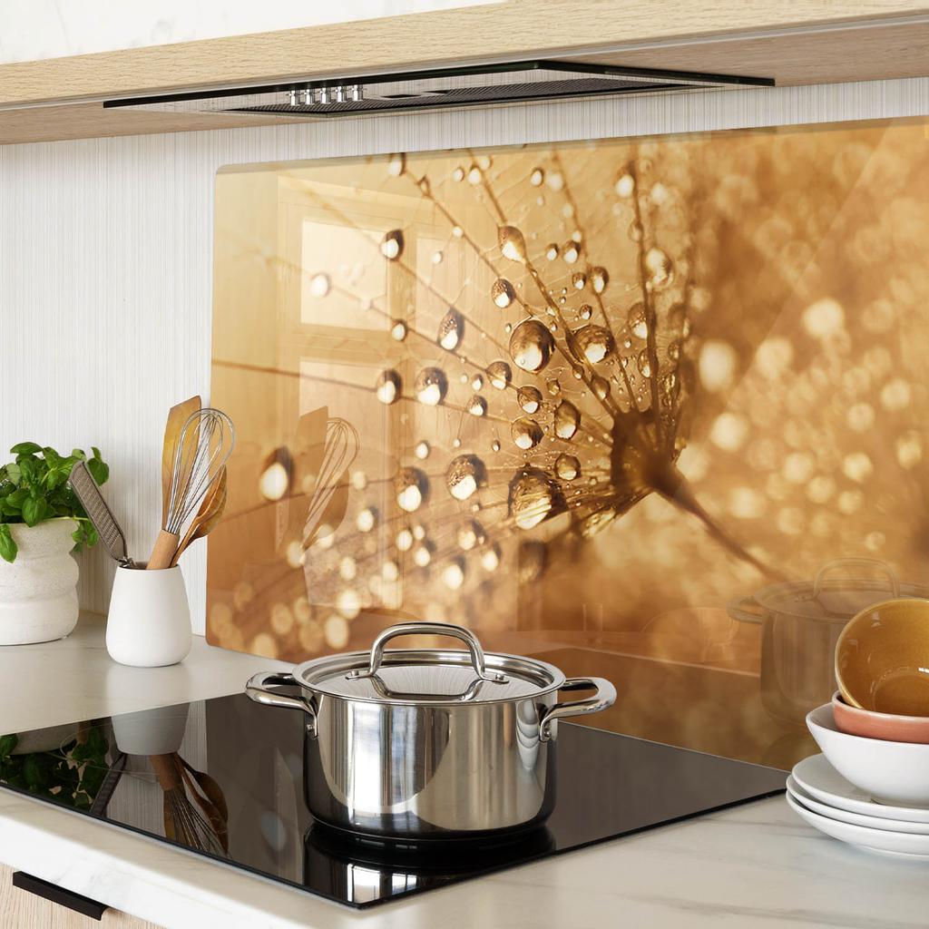 Glass Kitchen Chopping Board with Decorative Dandelion Graphic 80x52 Cm