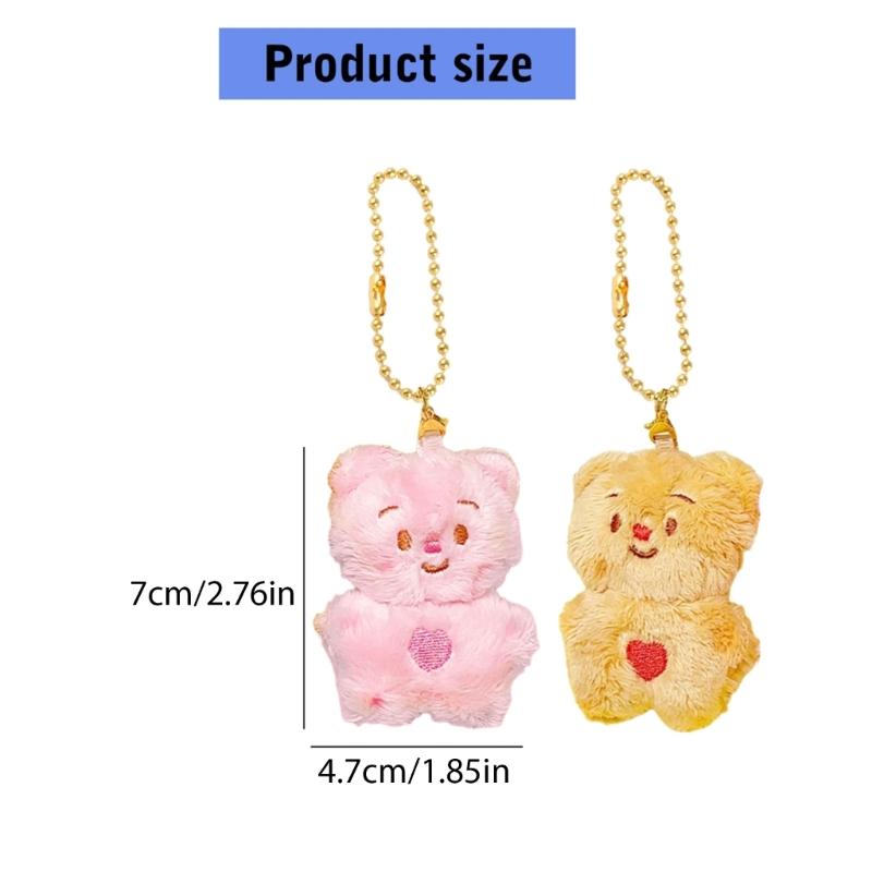 Lovely Butter Bear Couple Keychain Plush Charm for Fashionable Lovers with Adjustable Chain Length Portable Jewelry