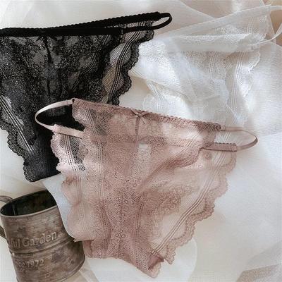Ultra-Thin Lace Low-Rise Transparent Panties for Women with Pure Cotton Crotch and Butt-Lifting Design
