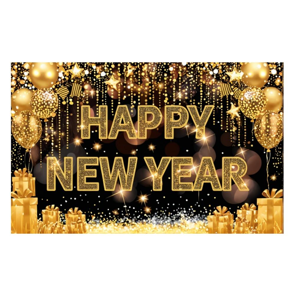 2025 Happy New Year Theme Party Background Fireworks Golden Banner Decoration New Year Celebrate Family Party Photo Supplies
