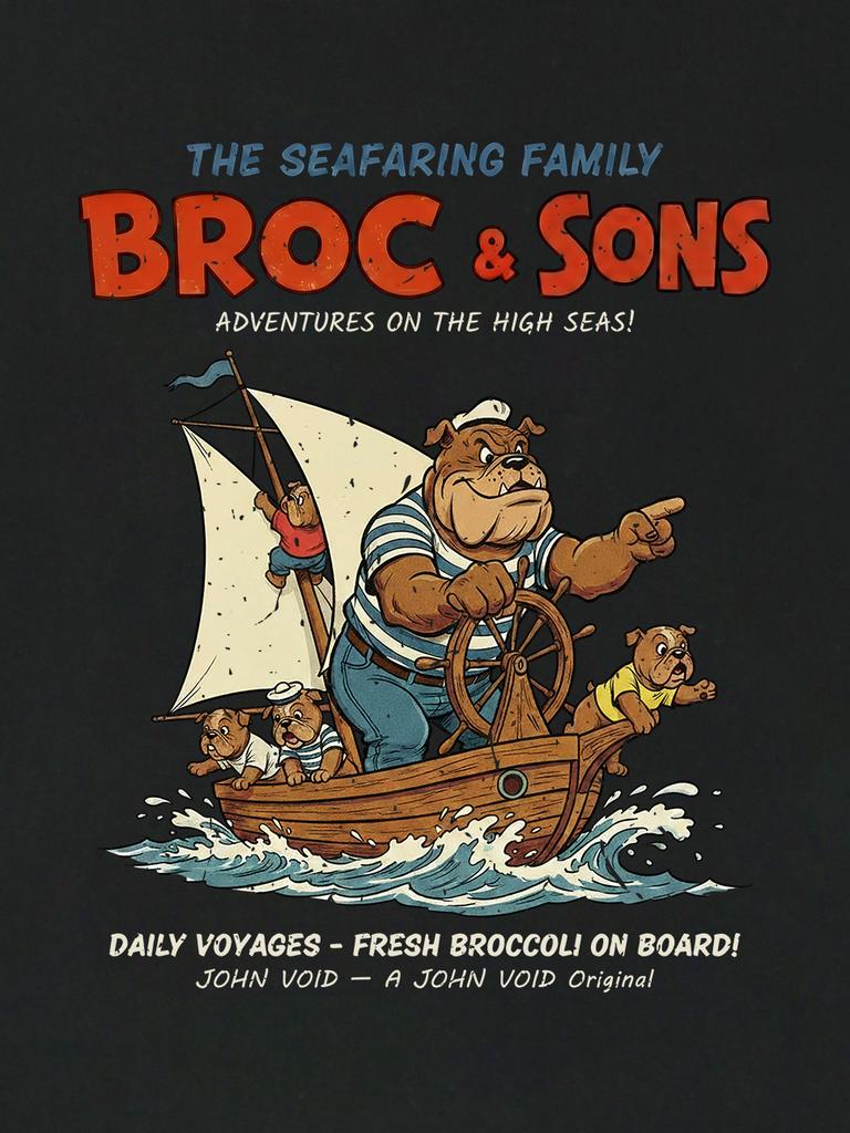 Seibeueodog Broc&Sons Boat Half-Sleeve T-Shirt (Kids & Unisex Size ~5Xl) (A Type)