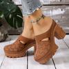 Summer new hollow thick heel thick sole muller shoes women's metal buckle retro style daily street niche design