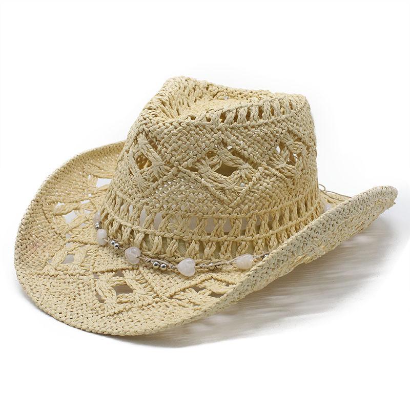Sun Protection Paper Grass Hat With Large Brim For Summer Beach Vacation