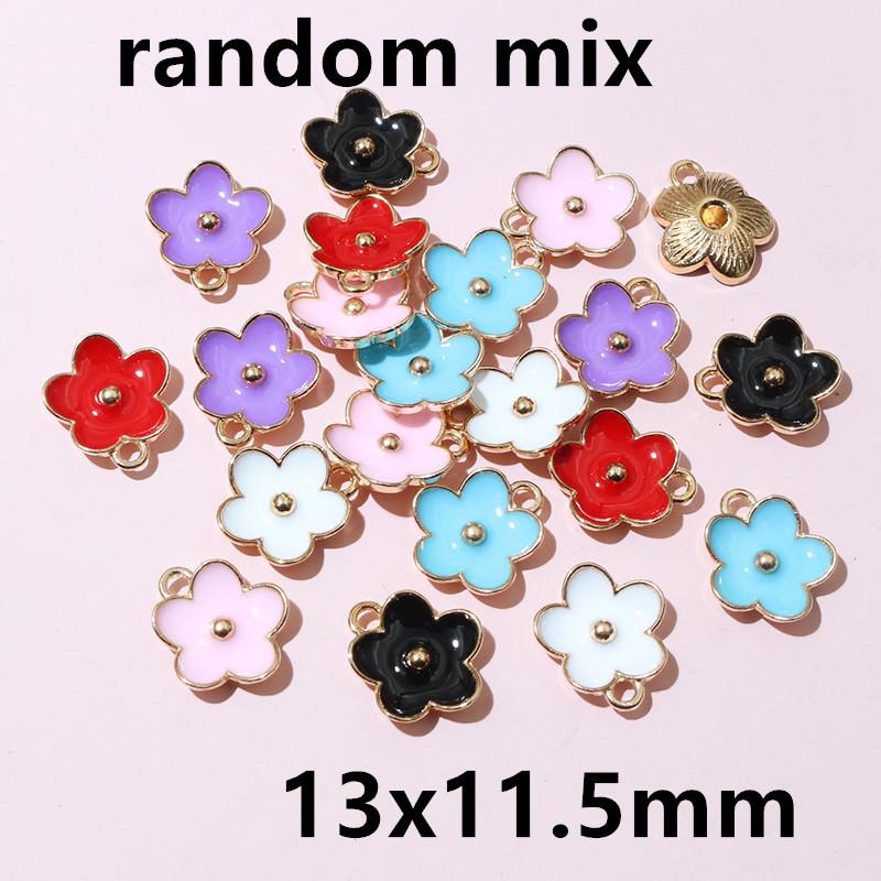 20pcs Enamel Flower Charms Pendant Alloy Metal DIY Jewelry Making Accessories Findings for Earrings Necklace Bracelet