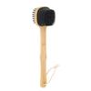 Bath Brush Double Sided Silicone Bristle Shower Brush Bamboo Wood Long Handle Back Scrubber Brush wi
