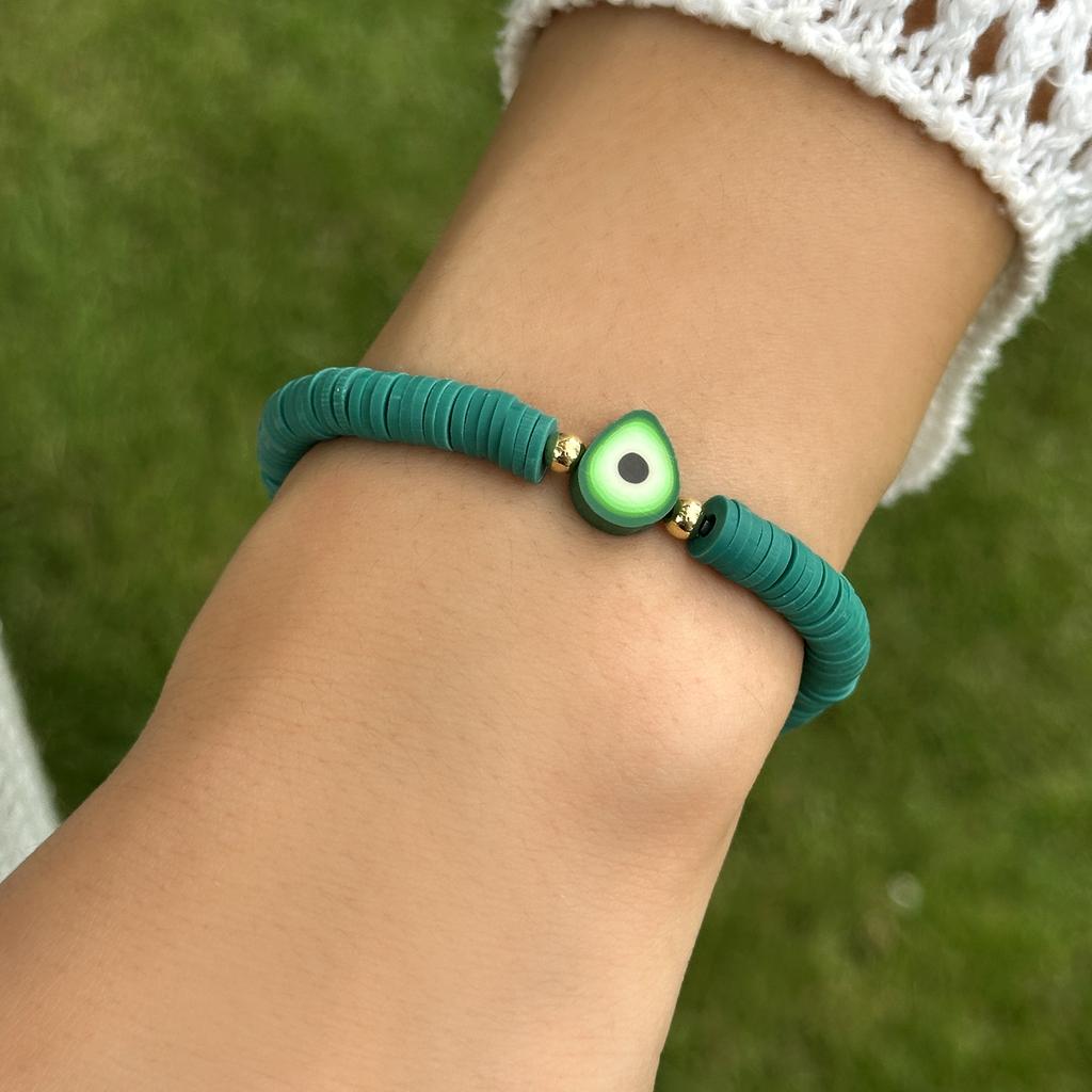 Bohemian Cute Sweet Fruit Charm Bracelets For Women Watermelon Strawberry Lemon Soft Clay Pottery Beaded Bangles Party Jewelry
