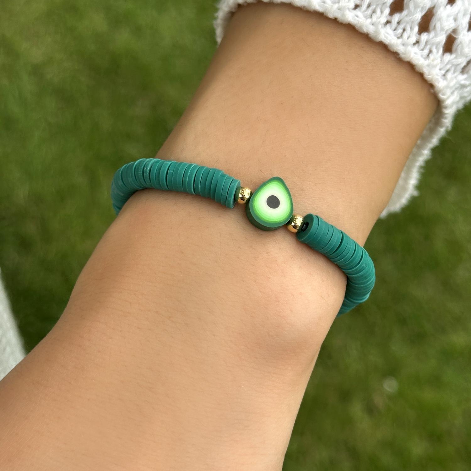 

Bohemian Cute Sweet Fruit Charm Bracelets For Women Watermelon Strawberry Lemon Soft Clay Pottery Beaded Bangles Party Zircon