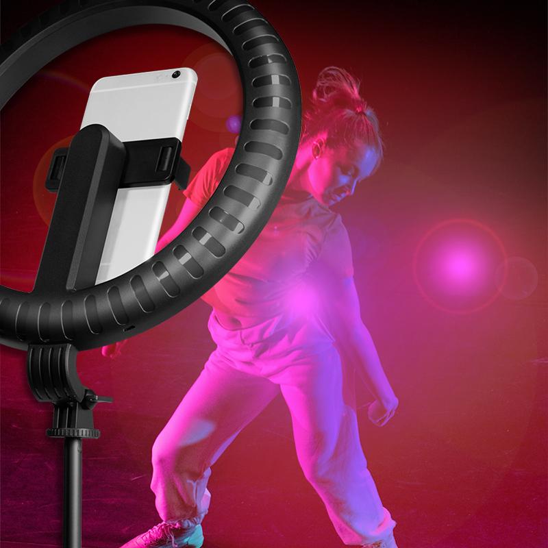 LogiLink LED Ring Light with Selfie Stick Tripod and Bluetooth Remote Control