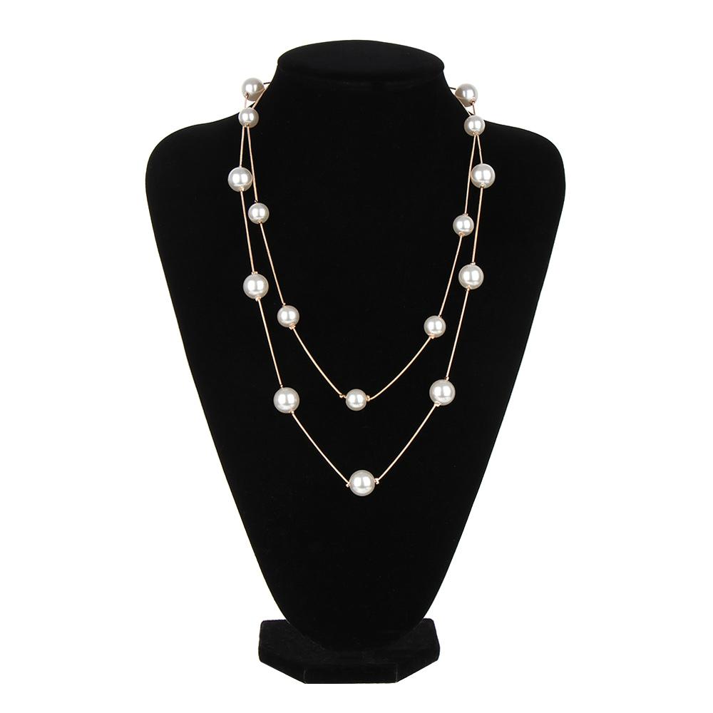 Dam Lång Flerskiktad Hänge Tröjkedja Pärlhalsband Smycken
