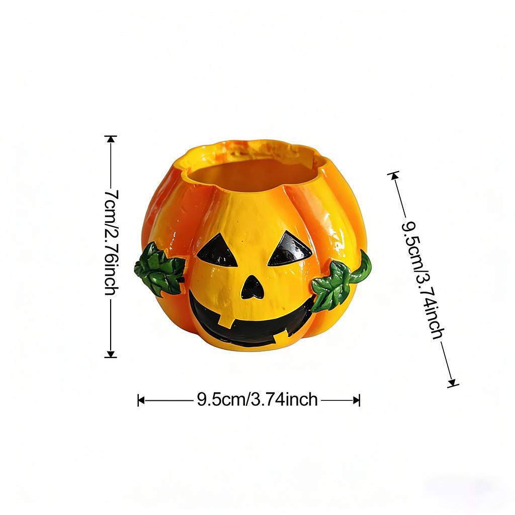 Halloween Pumpkin Figurine Resin Ghost Pumpkin Ornament Spooky Season Decor Mini Cute Pumpkin Statue Home Desktop Shelf Decorati
