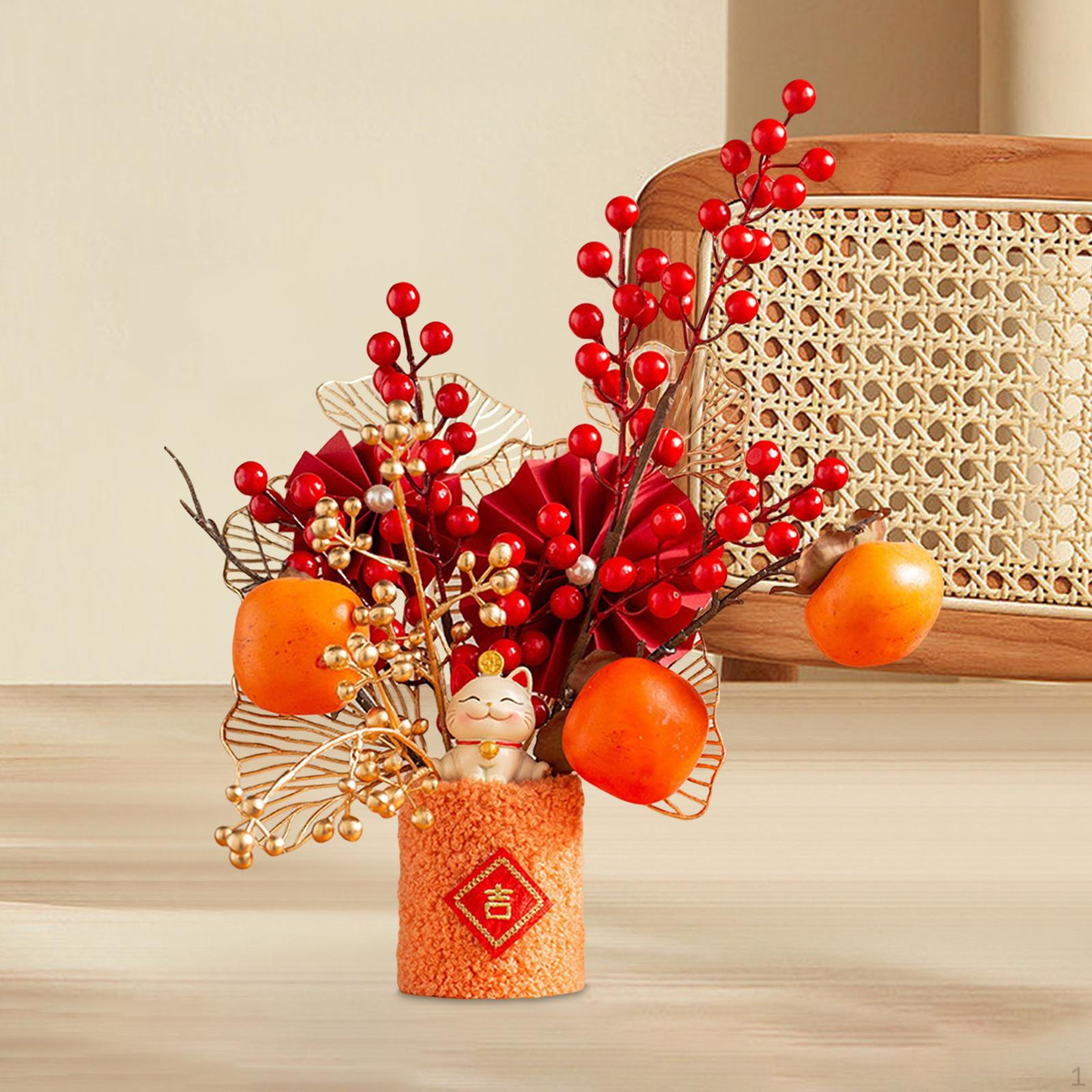 

Artificial Bonsai Character Decorative Decoration Bouquet Chinese Year Ornaments Potted Flowers Style A 26x15x29cm