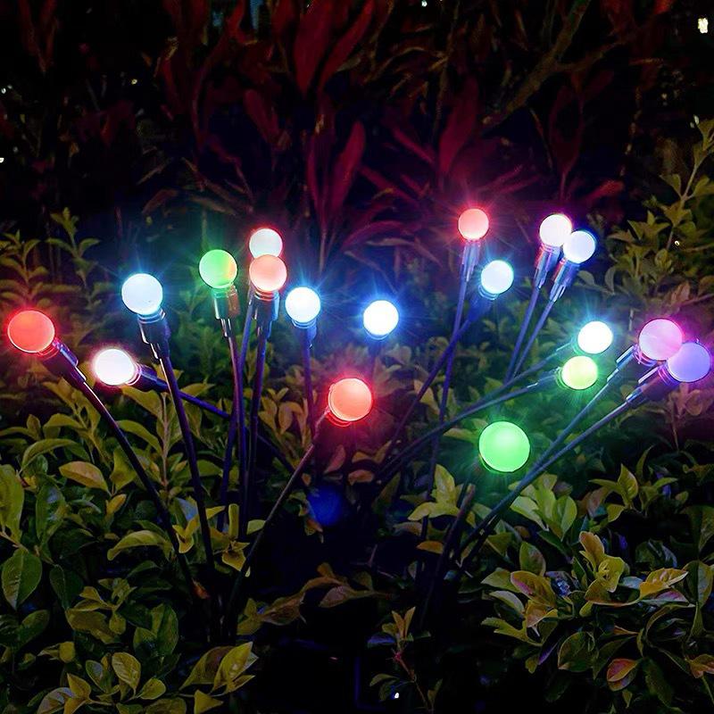 Solar Firefly String Lights: Waterproof Outdoor Decorative Lights for Garden, Lawn, Christmas Tree, and Camping with Ground Stake.