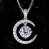 Moissanite Main Stone, Sterling Silver Ladies Pendant Necklace,Moon Sun Element Round Moissanite Pendant Fashion Holiday Gift Jewelry Anniversary Gift