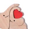 Wooden Elephant Family Puzzle Ornament Love Heart Mother Father Baby