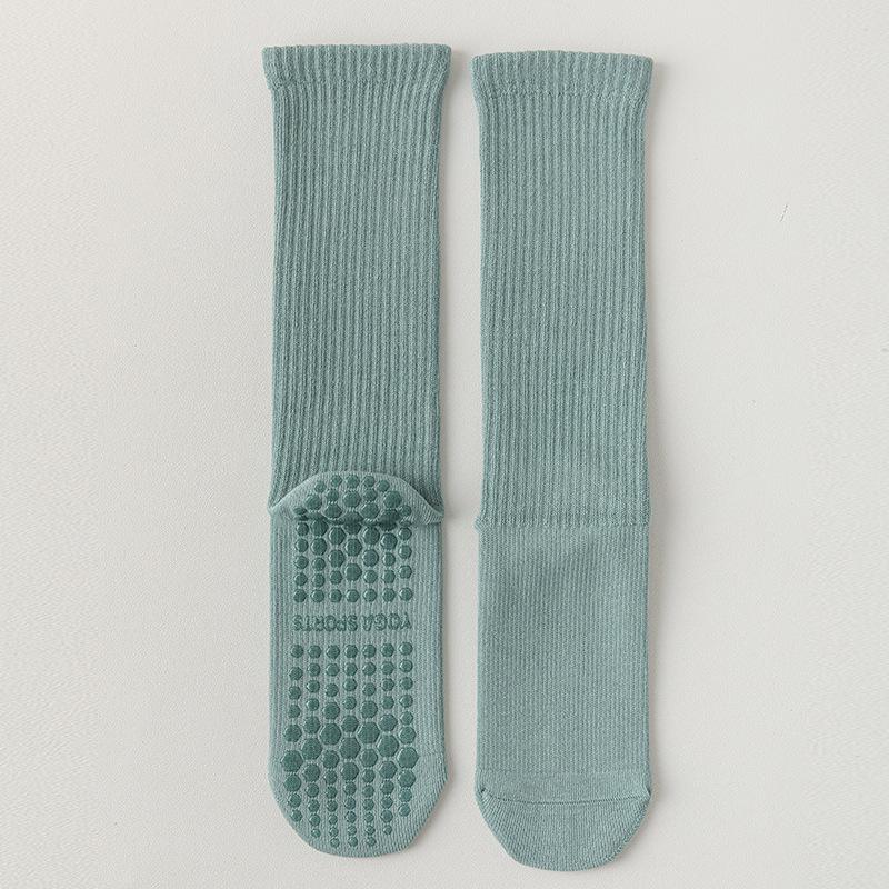 Yoga Socks, Women's Mid-calf Socks, Professional Fitness Pilates Socks, Silicone Anti-slip Sports Long Socks, Sweat-absorbing Cotton Socks