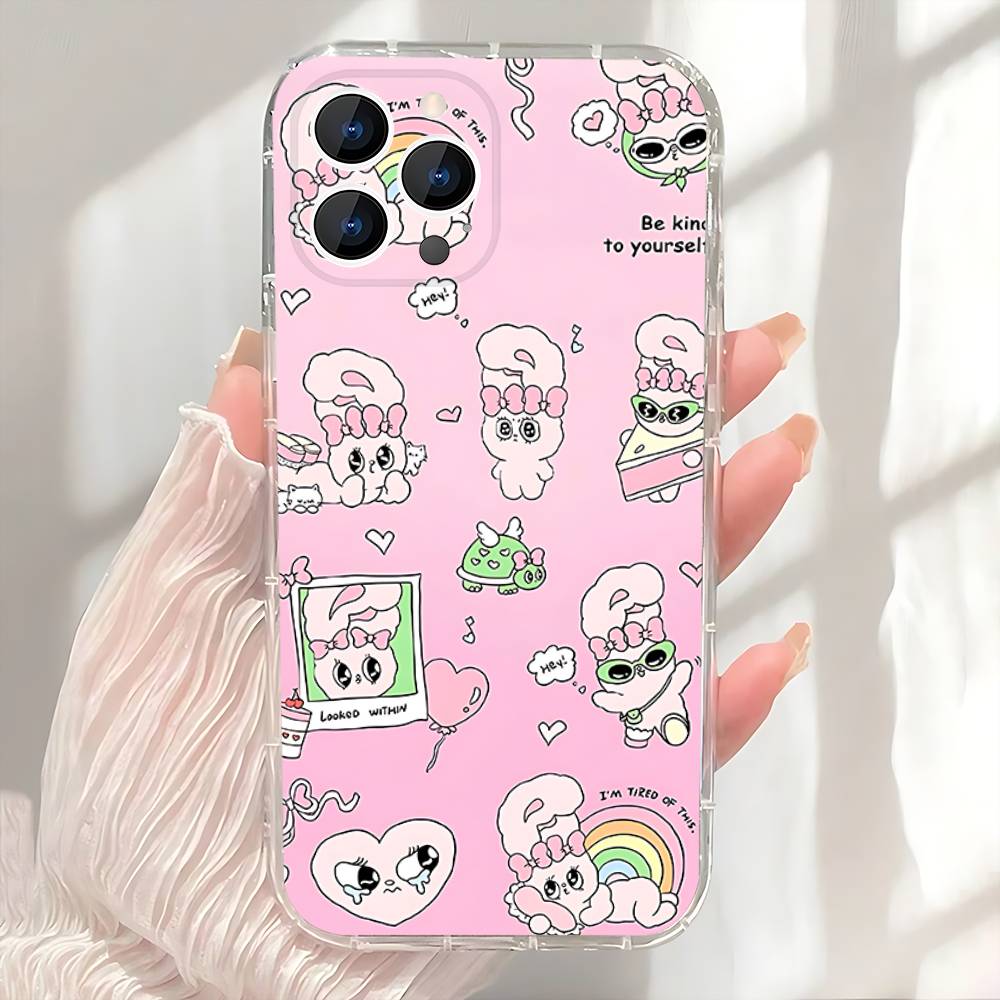 Cute E-Esther B-Bunny Phone Case For iPhone 17,16,15,14,13,12,11 Pro,Max,Plus,X,XS,XR,SE4,E Mini Transparent Soft Cover