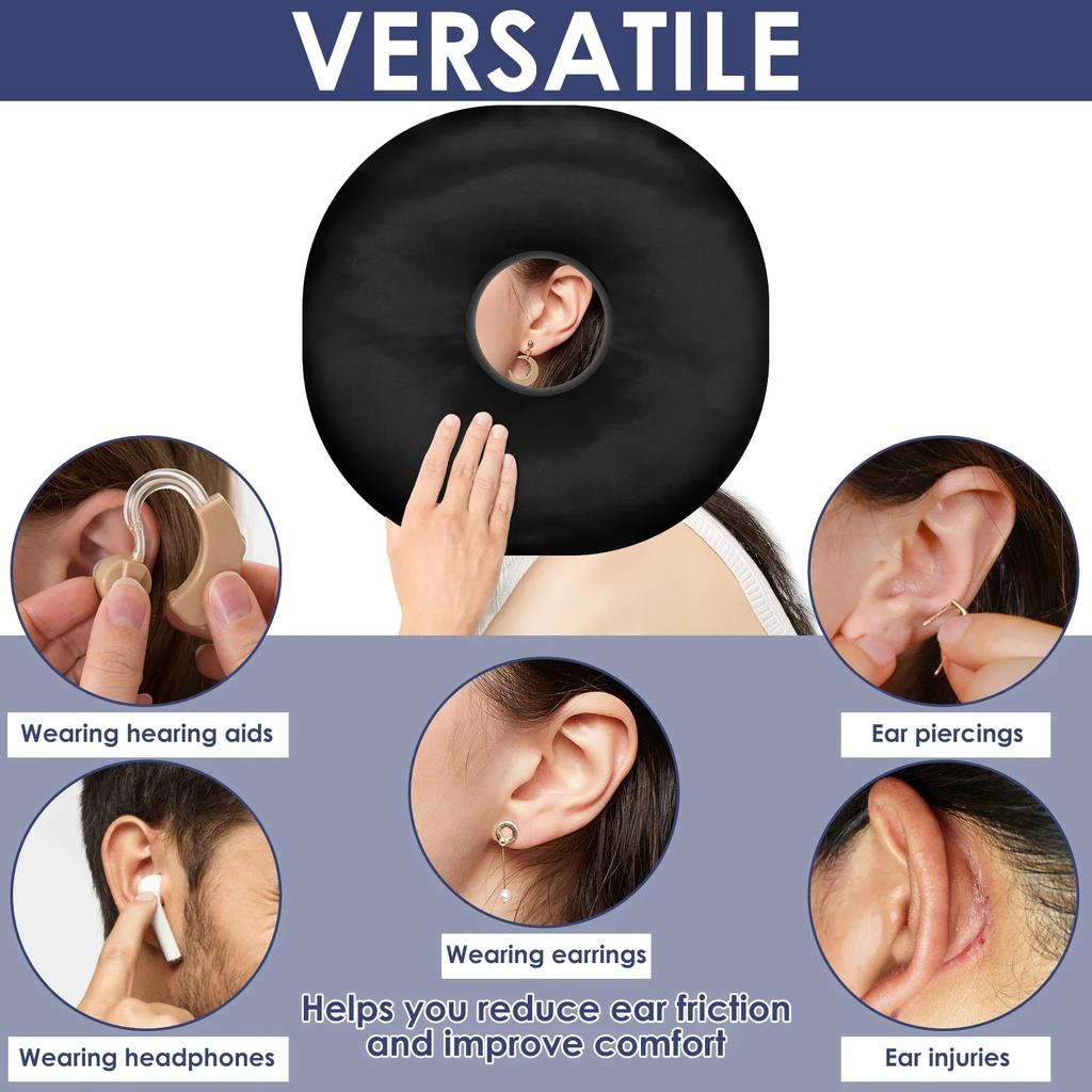 Ear Piercing Pillow Round Donut Shape Pillow Soft PP Cotton Filling Comfortable Side Sleeper Ear Guard Pillow for Travel Office