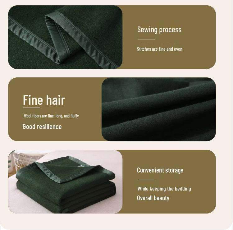Militärgrüne 60% Woll-Decke für Wohnheim oder Sofa