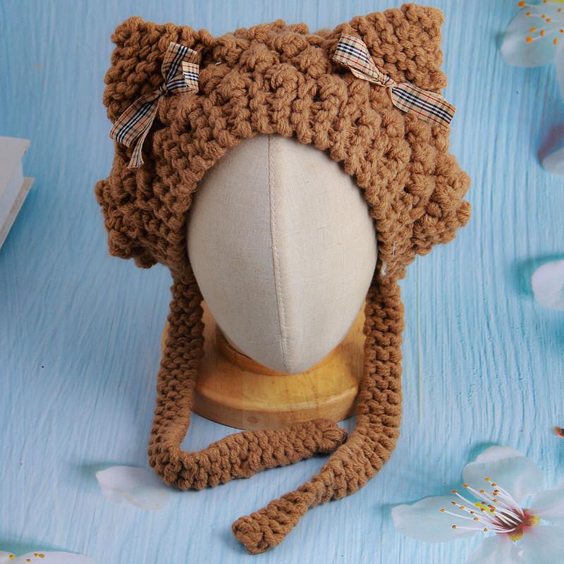 Newborn baby cute autumn and winter warm lamb wool anti-droplet hat mask removable protective hat