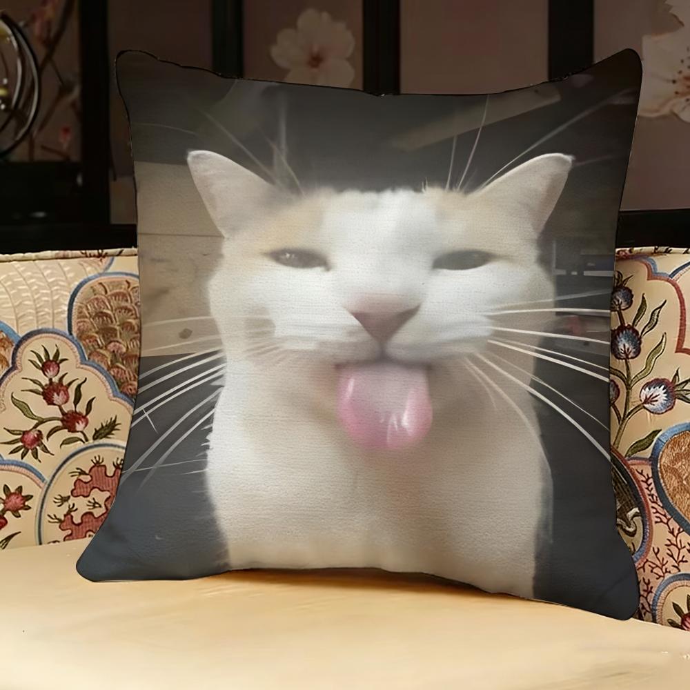 Cat Funny MEME Pillow Case Pillowcase Doublesided Printed Sofa Cushion Bedroom Headboard Pillow