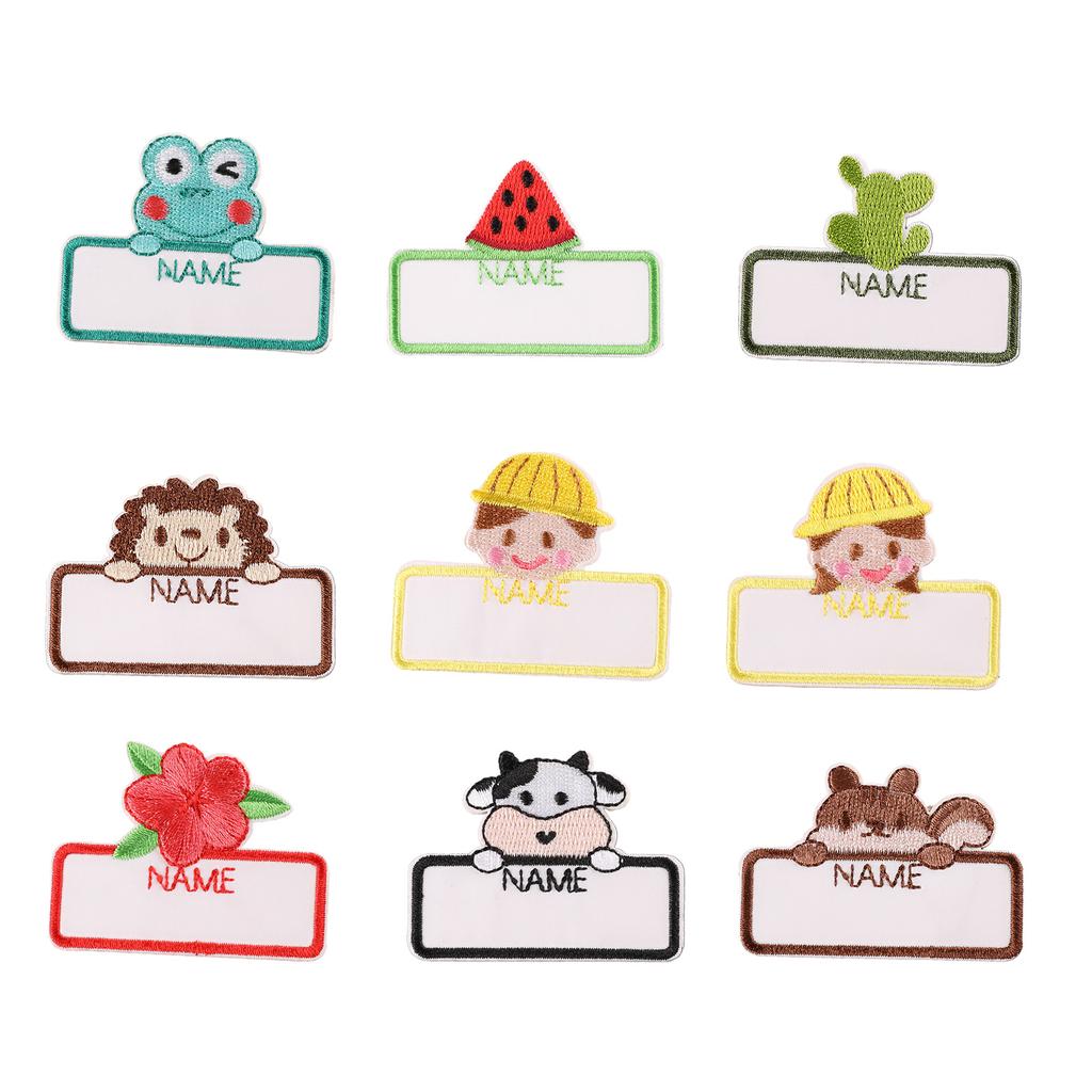 9pcs SelfAdhesive Name Patches Embroidery Cartoon Fabric Stickers for School Kids Garment Decors On Backpacks Clothing