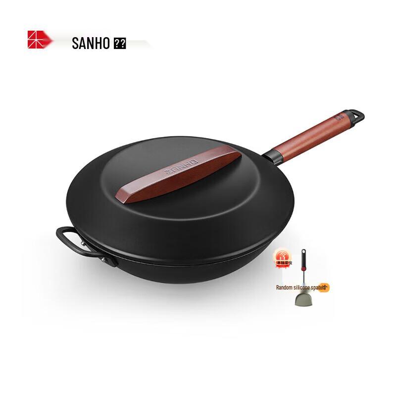 SANHO 32cm Pure Iron Non-Stick Wok