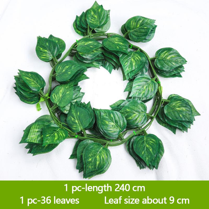 12-Piece Discount Set Ivy 240Cm Green Plastic Artificial Plant Leaf Vine Wedding Arch Home Bathroom Decoration Garland Party