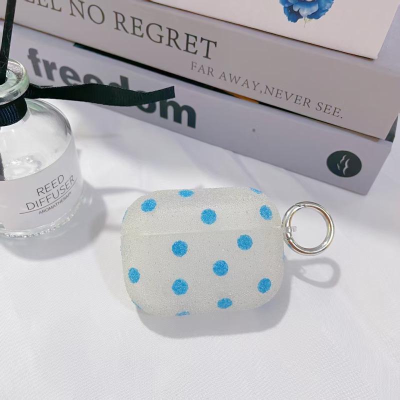 Cute sparkling polka dot headphone case suitable for soft silicone protective case with keychain anti drop shell