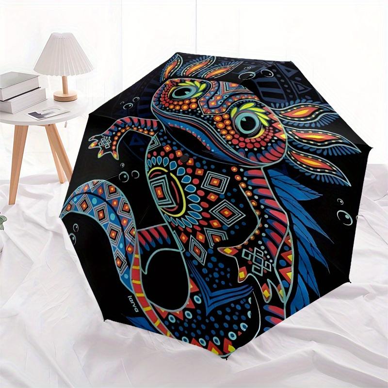 1pc Axolotl Mandala Automatic Open/close Umbrella, 8-Rib sturdy structure, Portable Travel Umbrella, Parties, Everyday Use, 11099