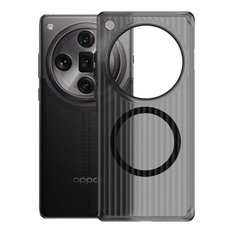 Matný RENO13 Anti-fall Kryt na mobilní telefon OPPO FindX8PRO, mřížkovaný, vlnitý, magnetická přísavka, vysoká průhlednost, tvrdý obal