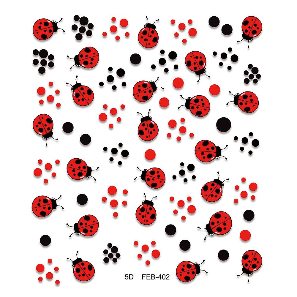 Polka Dot Ladybug 3D Nail Stickers - Waterproof & Self-Adhesive, Mix & Match