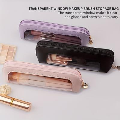 Transparente Make-up-Pinsel-Aufbewahrungstasche, Tragbar, Einfaches Design, Große Kapazität für Augenbrauenstifte und Lidschattenpinsel
