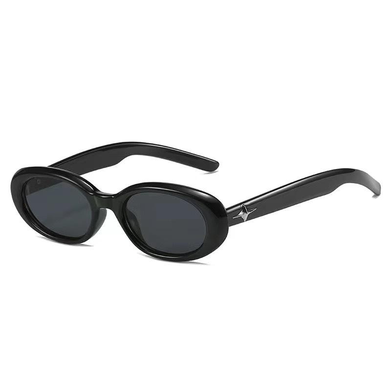 Y2K Fashion Sweet Cool Spicy Girl Sunglasses For Women Men Premium Retro Oval Laser Pink Shade For Women Small Frame Star Decorative Sun Glasses