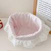 Ruffle Edge Polka Dot Stationery Storage Holder Sweet Pink Desktop Organizer Cute Small Basket for Snacks Scrapbook Supplies