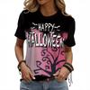 Summer Round Neck 3D Halloween Print Top Fashionable Casual Short Sleeved Women's T-shirts