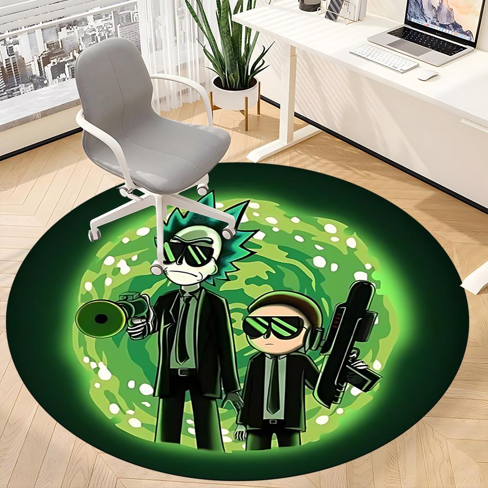 1 Stück Rick and Morty Büro Runder Teppich, Unter Bürostühlen Schlafzimmer Wohnzimmer Heimdekoration, Raumdeko, In Verschiedenen Größen Erhältlich