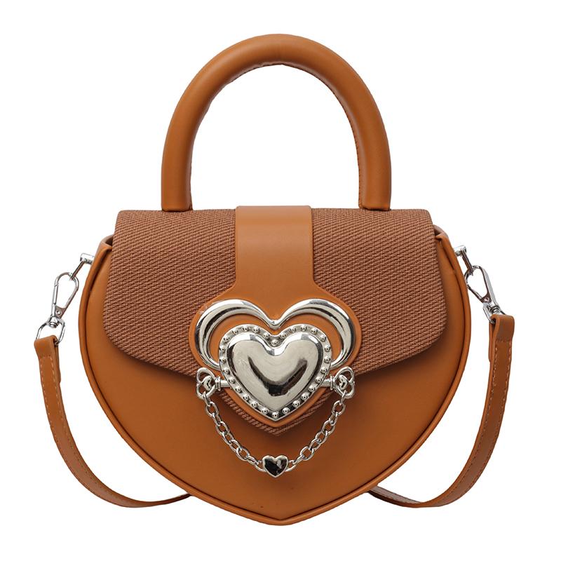 Heart Shaped Design Splicing Color Crossbody Bag Women New Fashion Love Metal Buckle One Shoulder Bag Korean Versatile Handbag