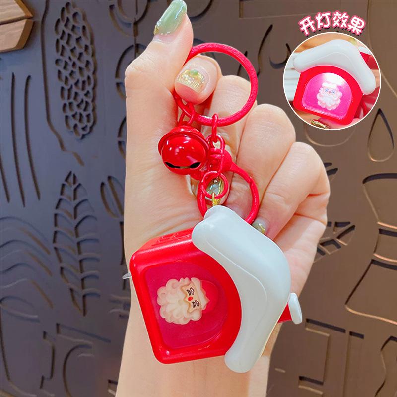 Cartoon Santa Glow Sound Keychain Pendant Cute School Bag Keychain Pendant Christmas Gifts