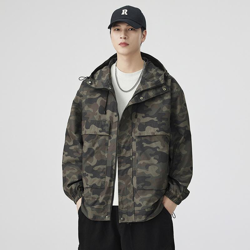 Jas Heren Jas met Capuchon Camouflage Militair Groen Sport Losse Casual Jas Nieuwe Jas Winterkleding M gray