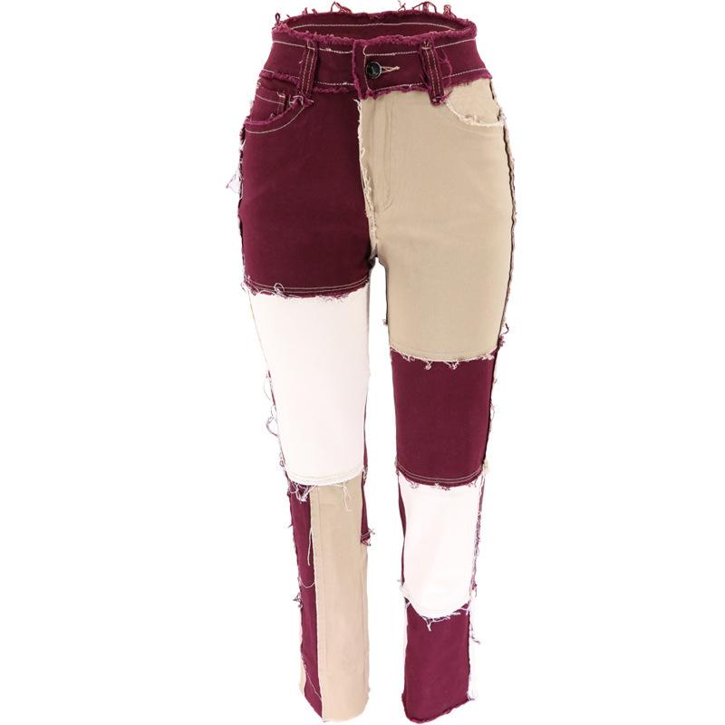 

2026 Spring/Summer New Style Patchwork High-Waisted Slim-Fit Women s Jeans 2XL