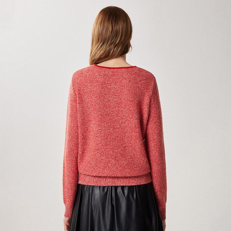 Zhaojun Women's Floral Embroidered Thickened Pure Wool Sweater